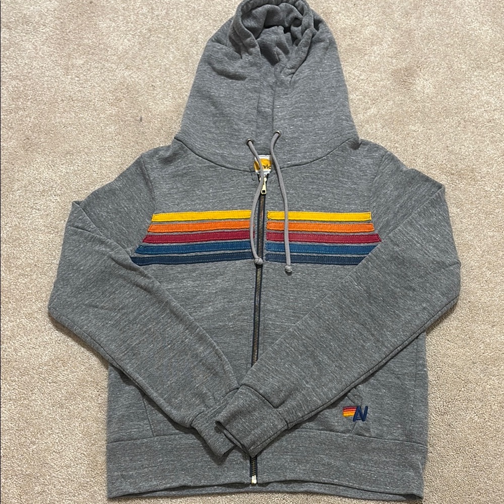 Aviator Nation 5 stripe zip hoodie